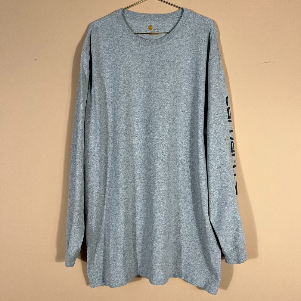 Carhartt Original Fit Men's Print Logo Gray Long Sleeve Shirt